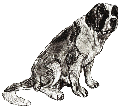 400x359 How To Draw A Dog - Sitting Dog Drawing