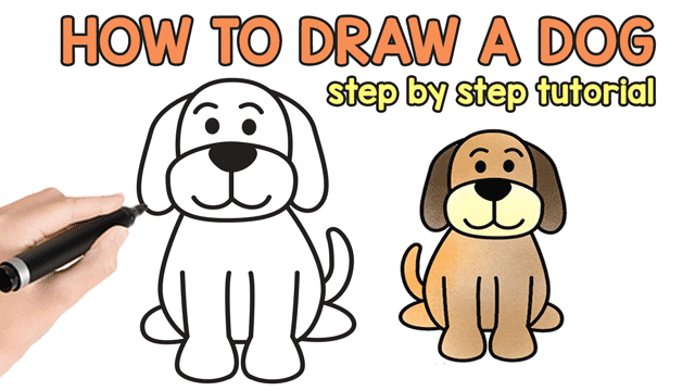 640x360 How To Draw A Dog - Sitting Dog Drawing