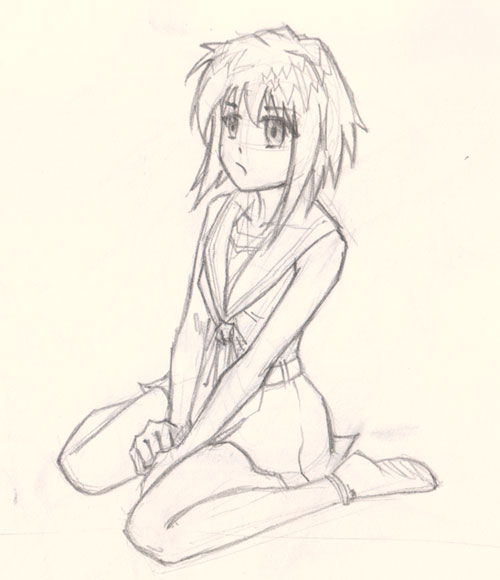 500x580 pictures anime girl sitting down - Sitting Down Drawing.