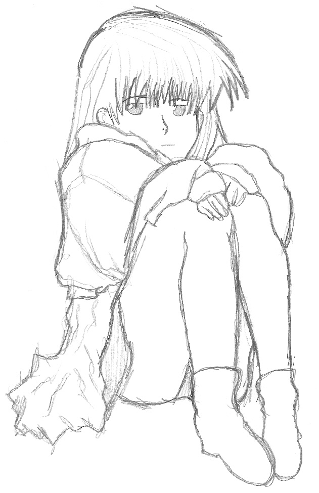 631x975 sad girl sitting down drawing beautiful art drawing skill - Sitting Down Drawing