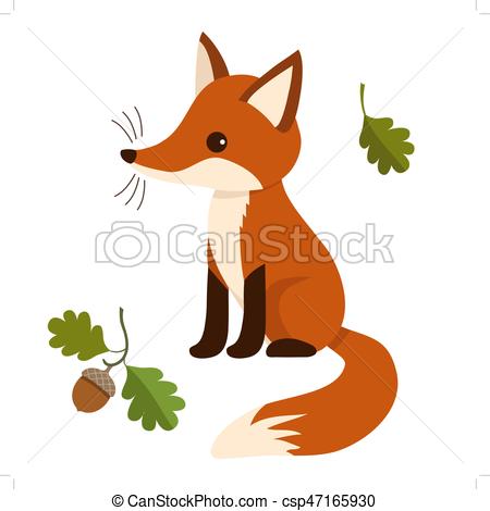 450x470 cute sitting fox in flat vector style flat vector illustration - Sitting Fox Drawing
