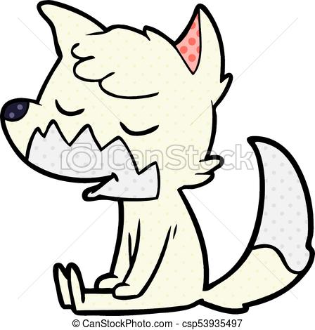 448x470 friendly cartoon sitting fox - Sitting Fox Drawing