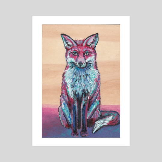 540x540 Sitting Fox, An Art Print - Sitting Fox Drawing