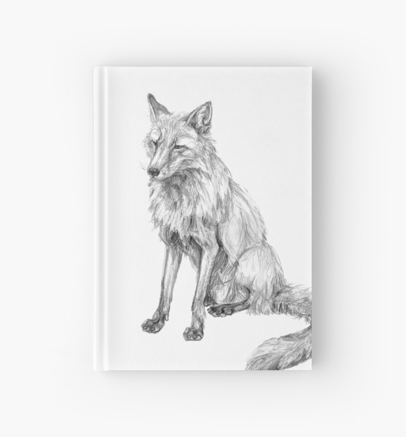 827x889 sitting fox hardcover journals - Sitting Fox Drawing