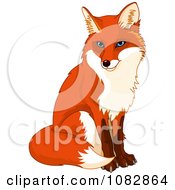 175x190 Clipart Of A Cute Happy Sitting Fox Smiling With Its Eyes Closed - Sitting Fox Drawing