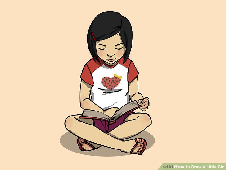 728x546 How To Draw A Little Girl - Sitting Girl Drawing