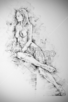 288x432 Woman One Side Sitting Pose Drawing - Sitting Girl Drawing