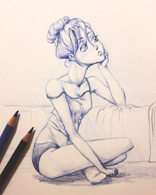 320x400 Sit Drawings On Paigeeworld Pictures Of Sit - Sitting Girl Drawing