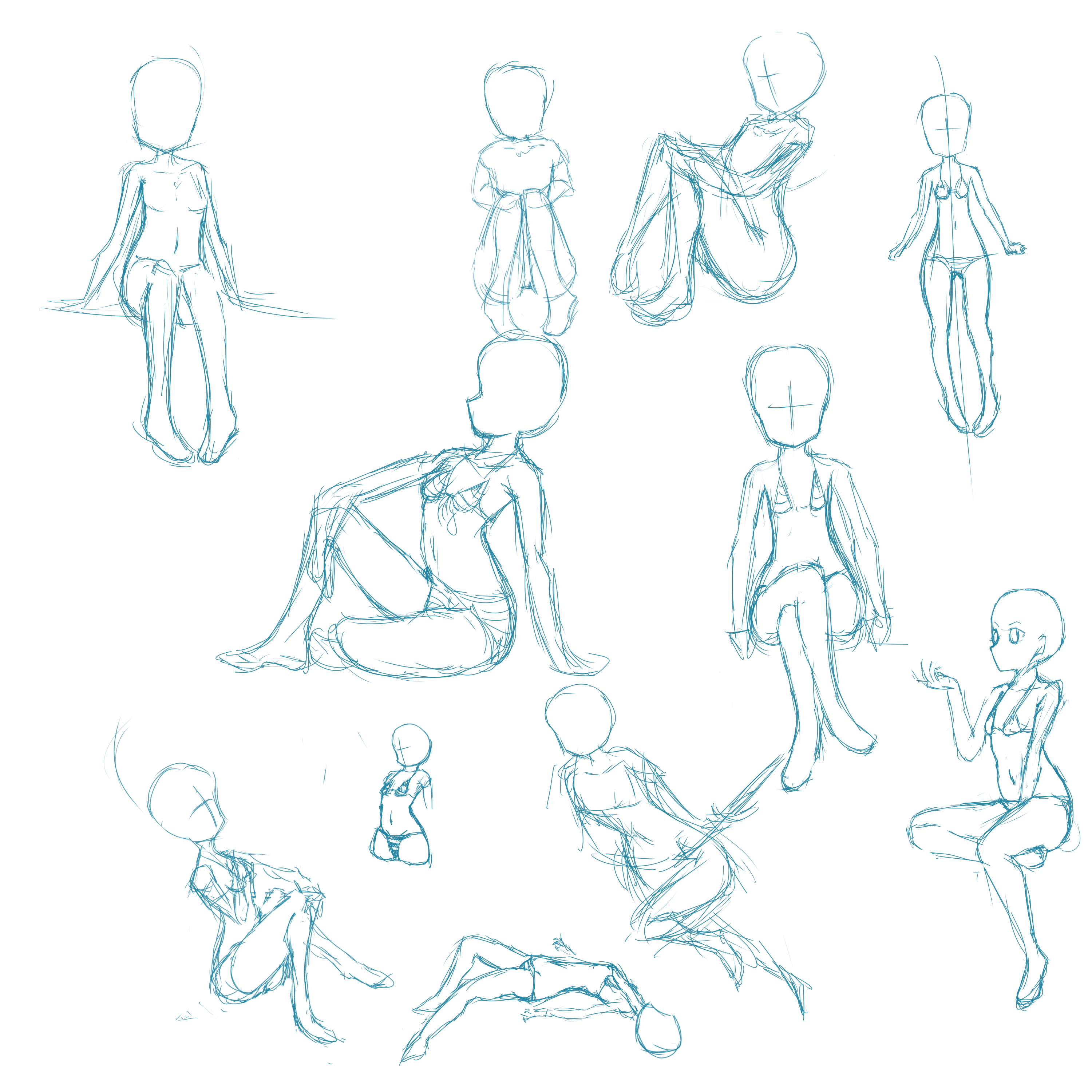 Anime Male Sitting Poses Drawing.