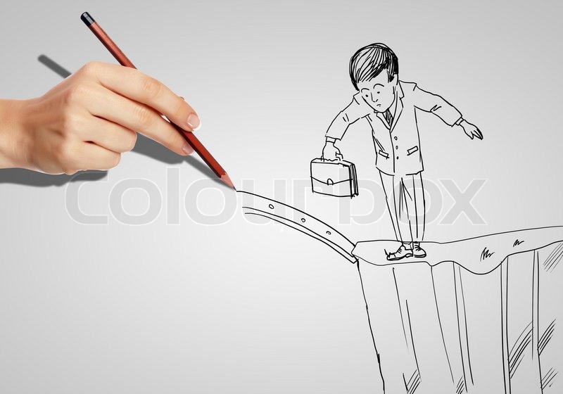 800x560 drawing of a businessman in a risky stock photo colourbox - Situation Drawing