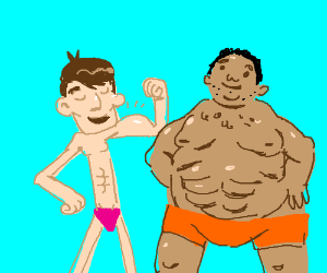 300x250 skinny guy fat guy both have six pack abs drawing - Six Pack Abs Drawing
