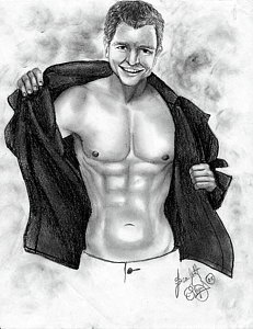 231x300 Hunk Of Man Drawing - Six Pack Drawing