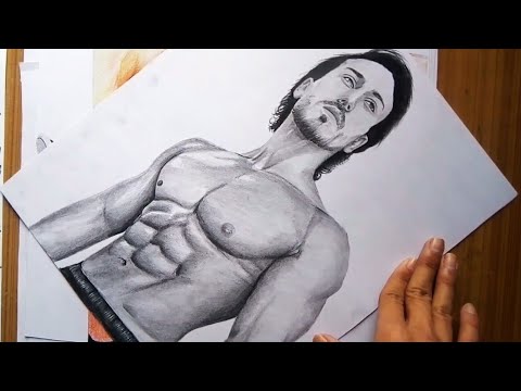 480x360 tiger shroff realistic drawing with six packs - Six Pack Drawing