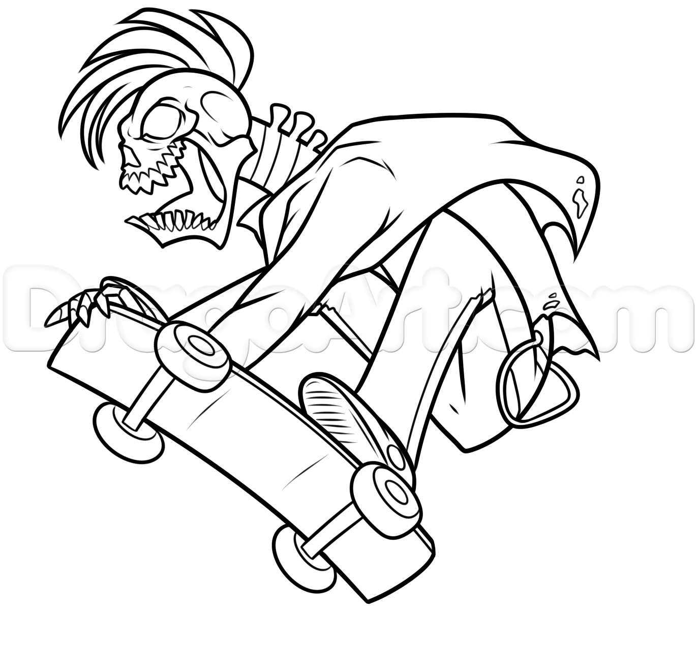 1371x1269 skater skull drawing lesson, step - Skate Drawing