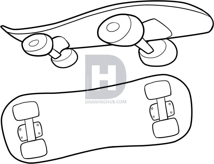 905x697 How To Draw Skateboards, Step - Skateboard Drawing