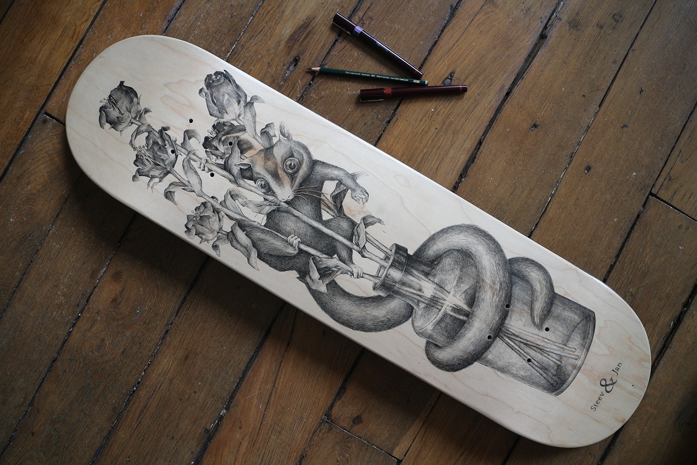 1400x933 vase collaborative drawing on skateboard on behance - Skateboard Drawing Pictures