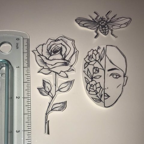 480x480 black and white ink tumblr stickers bundle of hand drew ! - Skateboard Drawing Tumblr