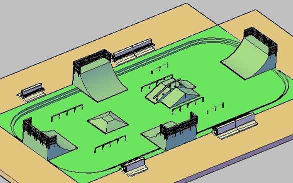 585x366 skate park basic in autocad cad download - Skatepark Drawing
