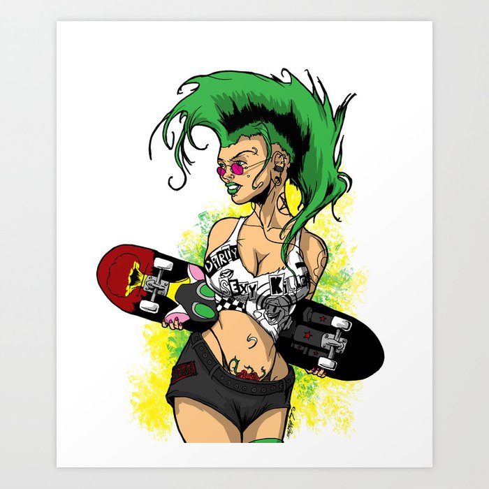 700x700 punk skater girl art print - Skater Girl Drawing