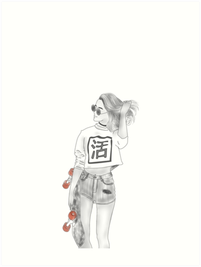 413x549 tumblr inspired skater girl art prints - Skater Girl Drawing