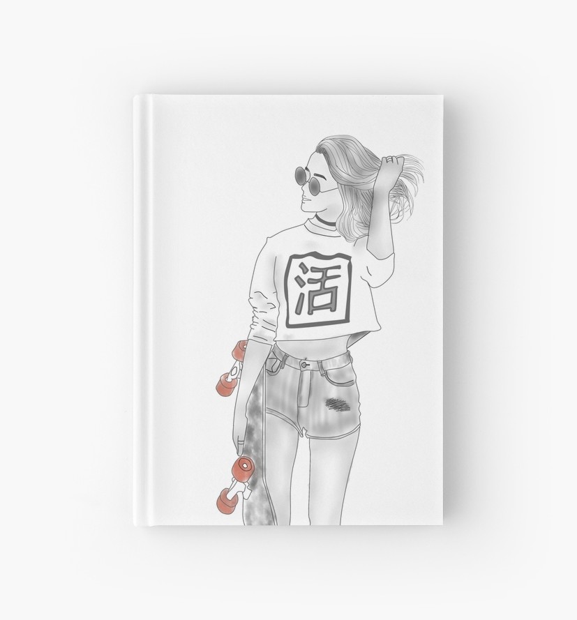827x889 tumblr inspired skater girl hardcover journals - Skater Girl Drawing