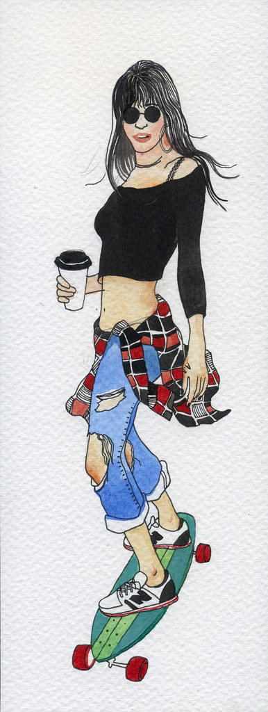 386x1024 the world's best photos of skate and skatergirl - Skater Girl Drawing