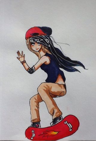 320x469 yay i just finished one of your requests, sorry i have been so - Skater Girl Drawing