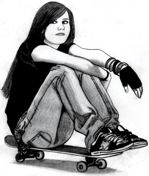500x590 drawing skate uploaded - Skater Girl Drawing