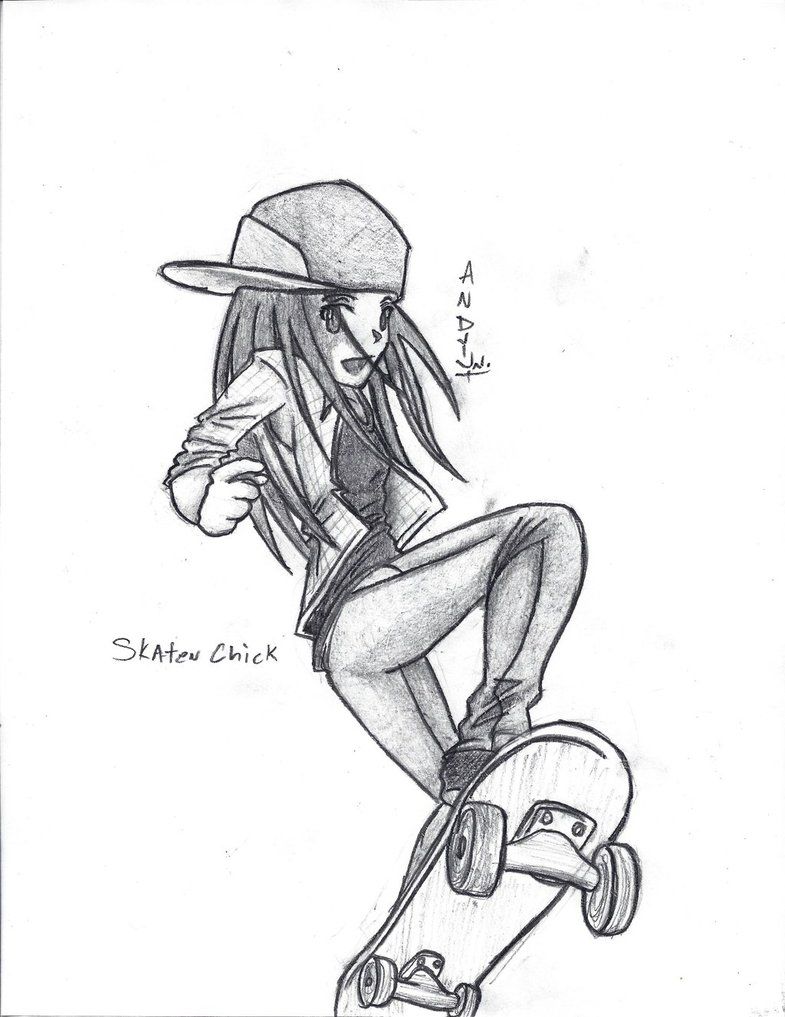 785x1017 girl skateboarder drawings skater girl - Skater Girl Drawing