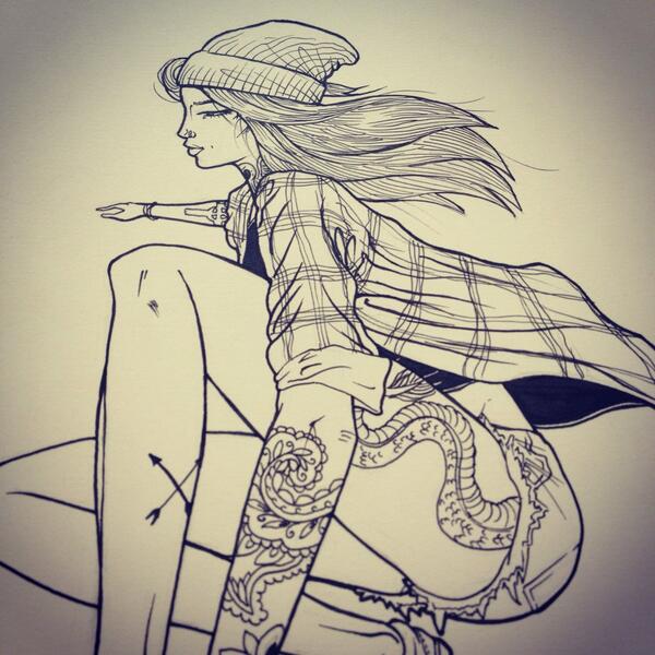 600x600 dom tsoi on twitter skater girl - Skater Girl Drawing