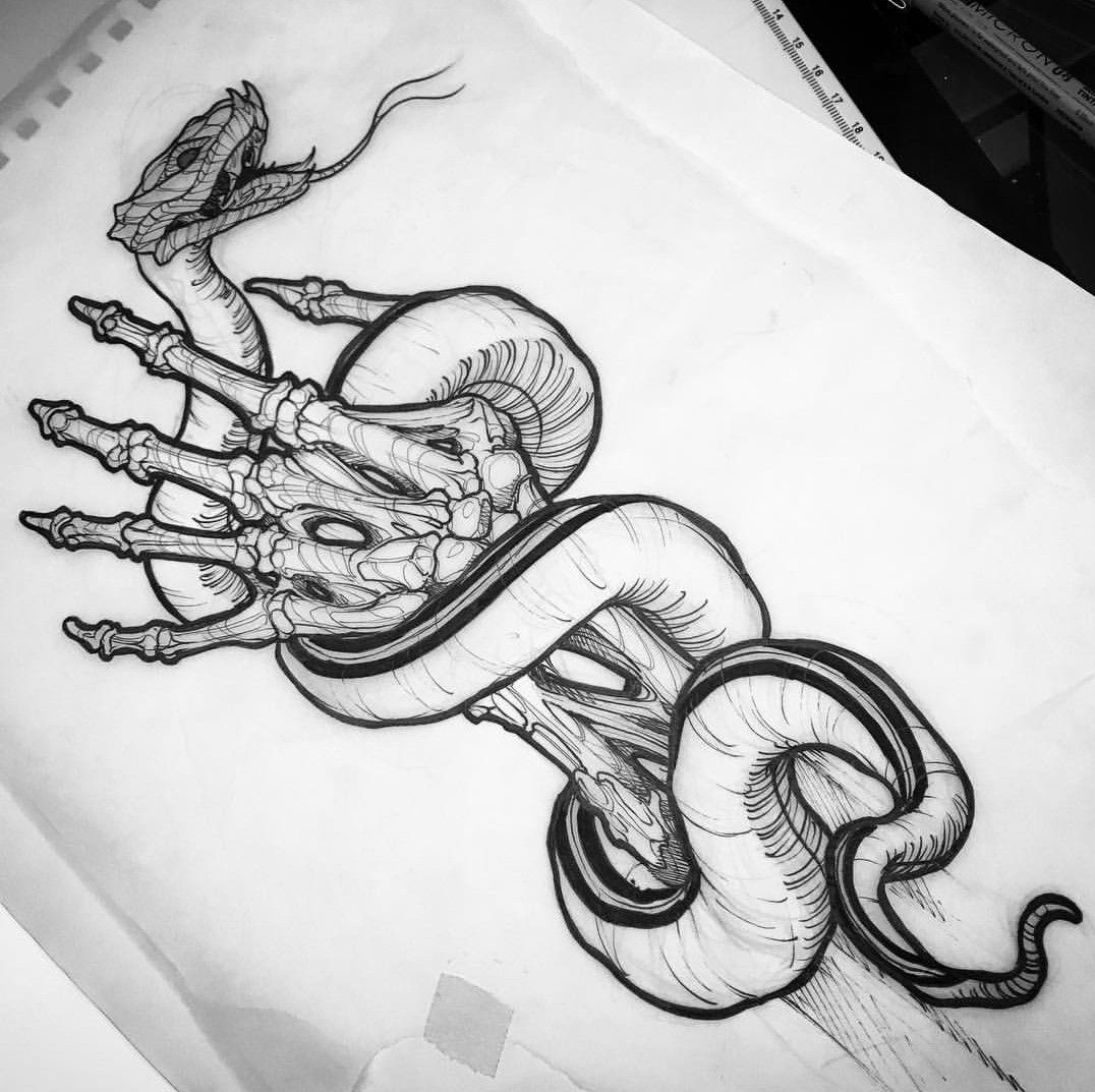 1076x1073 Snake Charmer Sketch Memory Drawing And Tattoo Art Inspiration - Skeleton Arm Drawing
