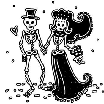 350x350 skel couple bl iron on gt cute skeleton bride and groom t - Skeleton Bride And Groom Drawing