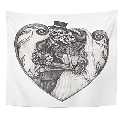 425x425 emvency tapestry mandala home decor bride - Skeleton Bride And Groom Drawing