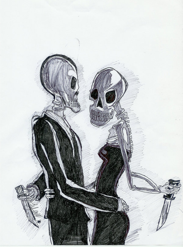 Skeleton Couple Drawing