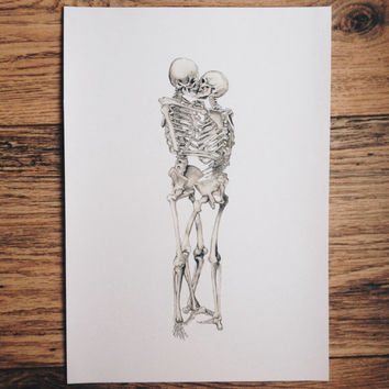 354x354 Best Couple Drawings Products On Wanelo - Skeleton Couple Drawing