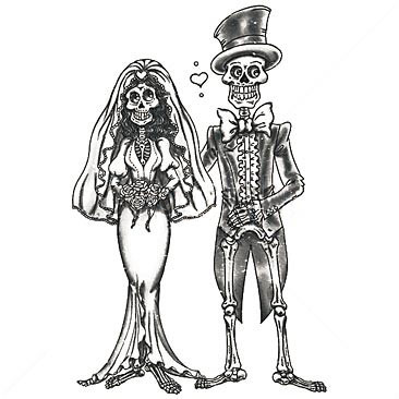 366x366 Gothic Skeleton Wedding Couple - Skeleton Couple Drawing