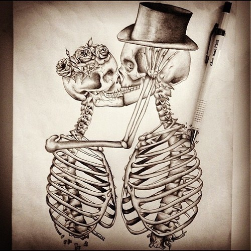 500x500 Image About Couple In Love - Skeleton Couple Drawing