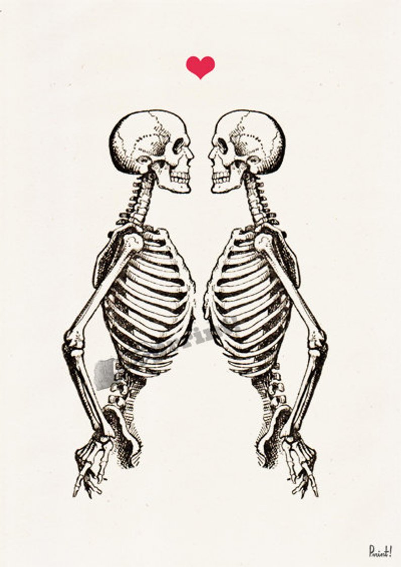 794x1124 Skeleton Couple Anatomical Wall Art Decor Etsy - Skeleton Couple Drawing