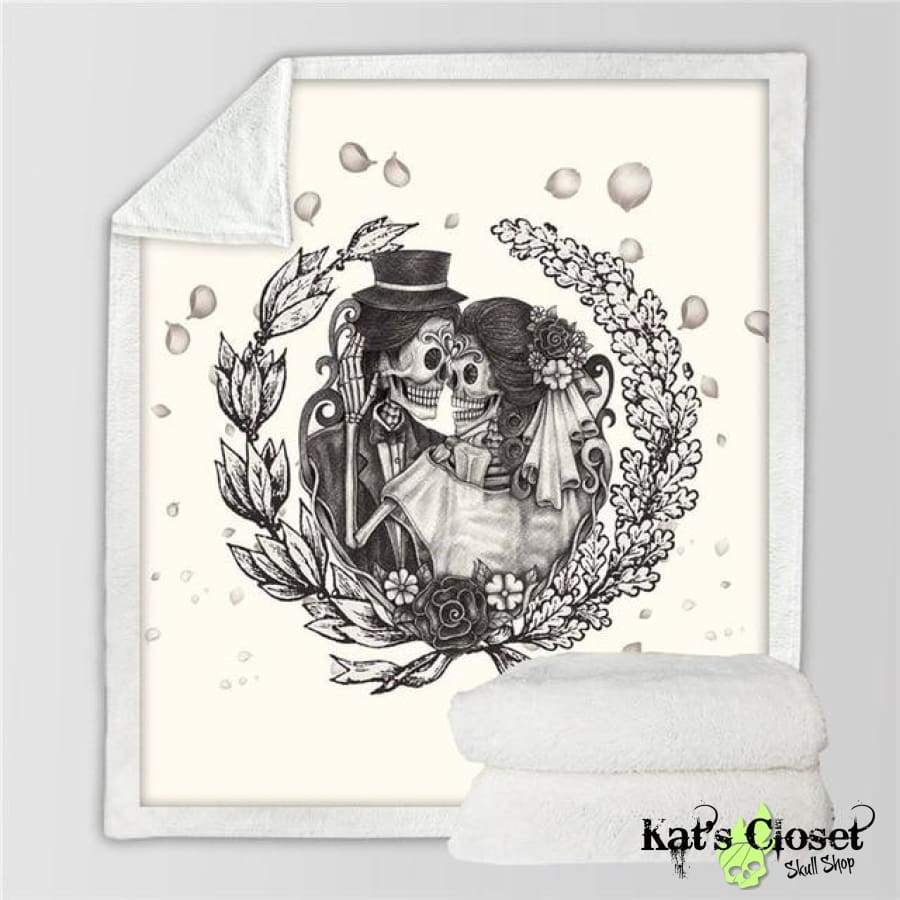 900x900 skeleton couple wedding sherpa fleece throw blanket kat's closet - Skeleton Couple Drawing
