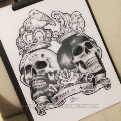 400x400 Skull Couple - Skeleton Couple Drawing