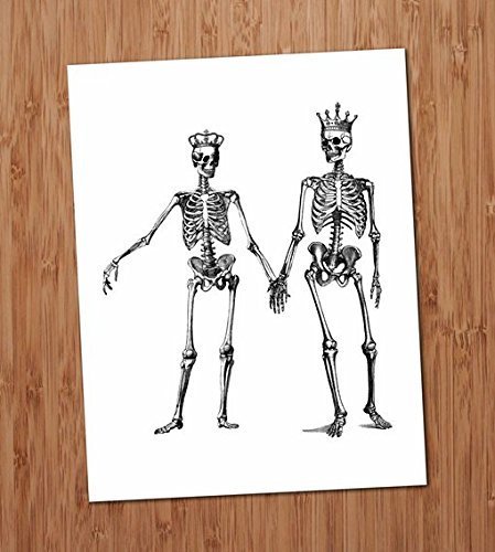 449x500 Skeleton Couple Vintage Illustration Art Print - Skeleton Couple Drawing