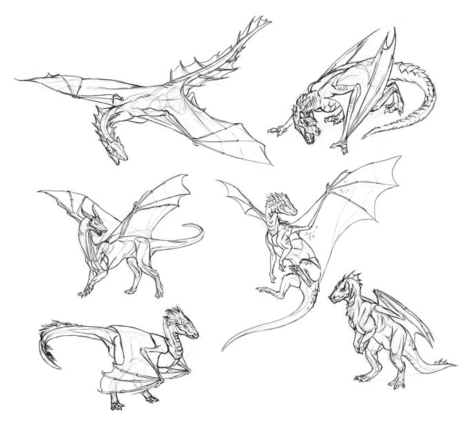 688x619 How To Draw Dragons Step - Skeleton Dragon Drawing