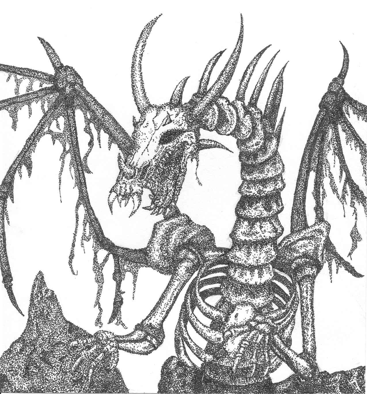 1275x1368 Pics Of Skeleton Dragon Coloring Pages - Skeleton Dragon Drawing