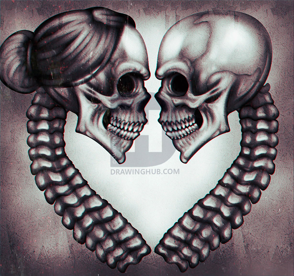 1229x1155 how to draw skeleton lovers, step - Skeleton Drawing