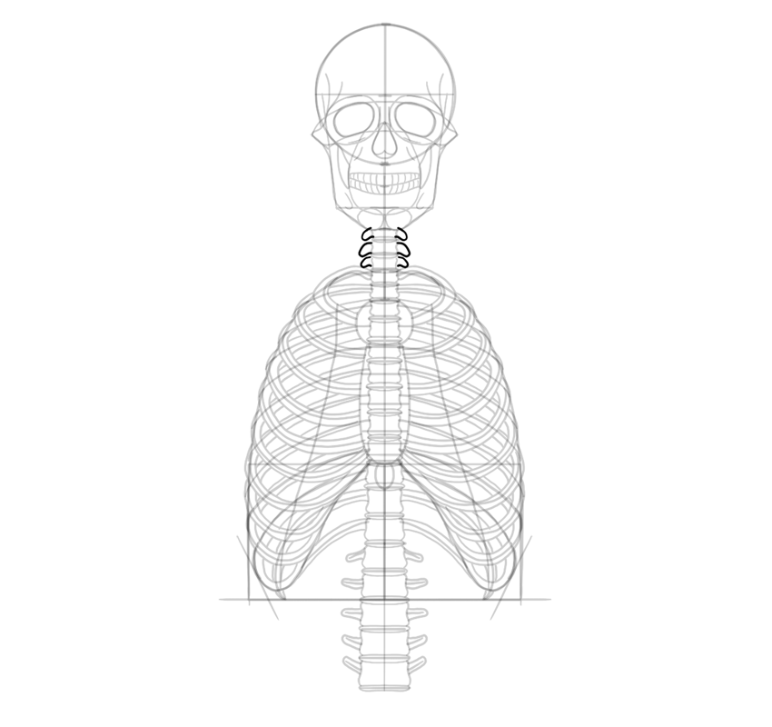 850x800 How To Draw A Skeleton Step - Skeleton Drawing