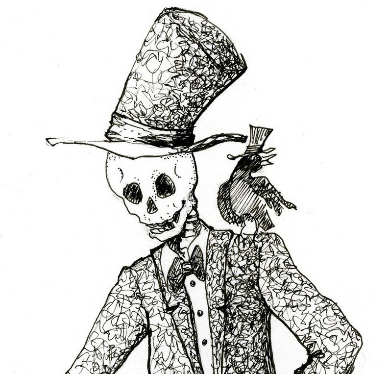 794x763 Skeleton Drawing Steampunk Illustration Pen And Ink Fine Etsy - Skeleton Drawing