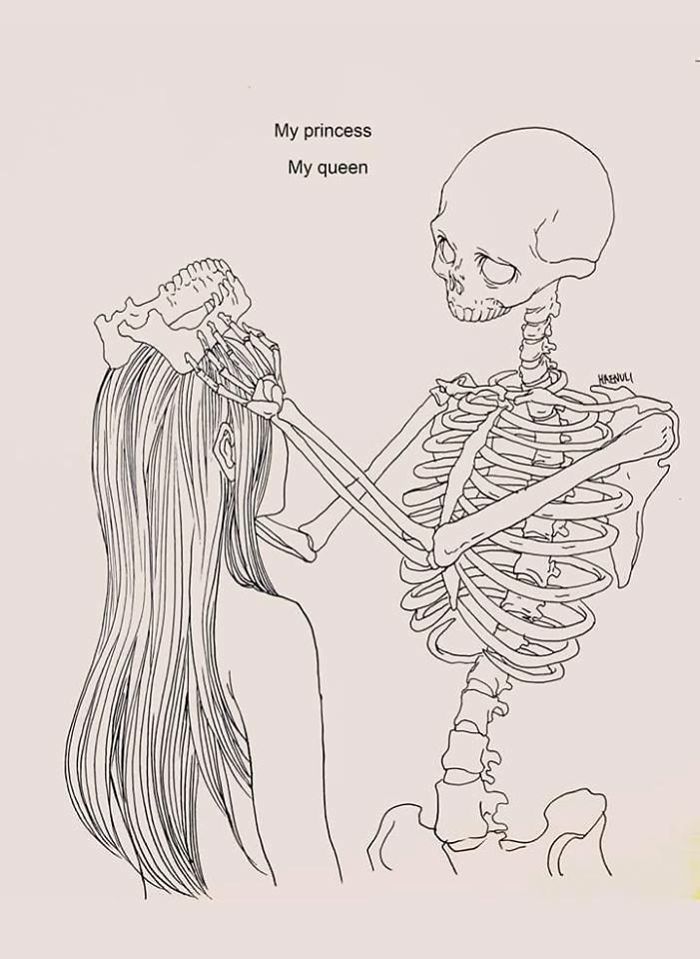 700x959 artist creates death inspired comics to fight her depression - Skeleton Drawing