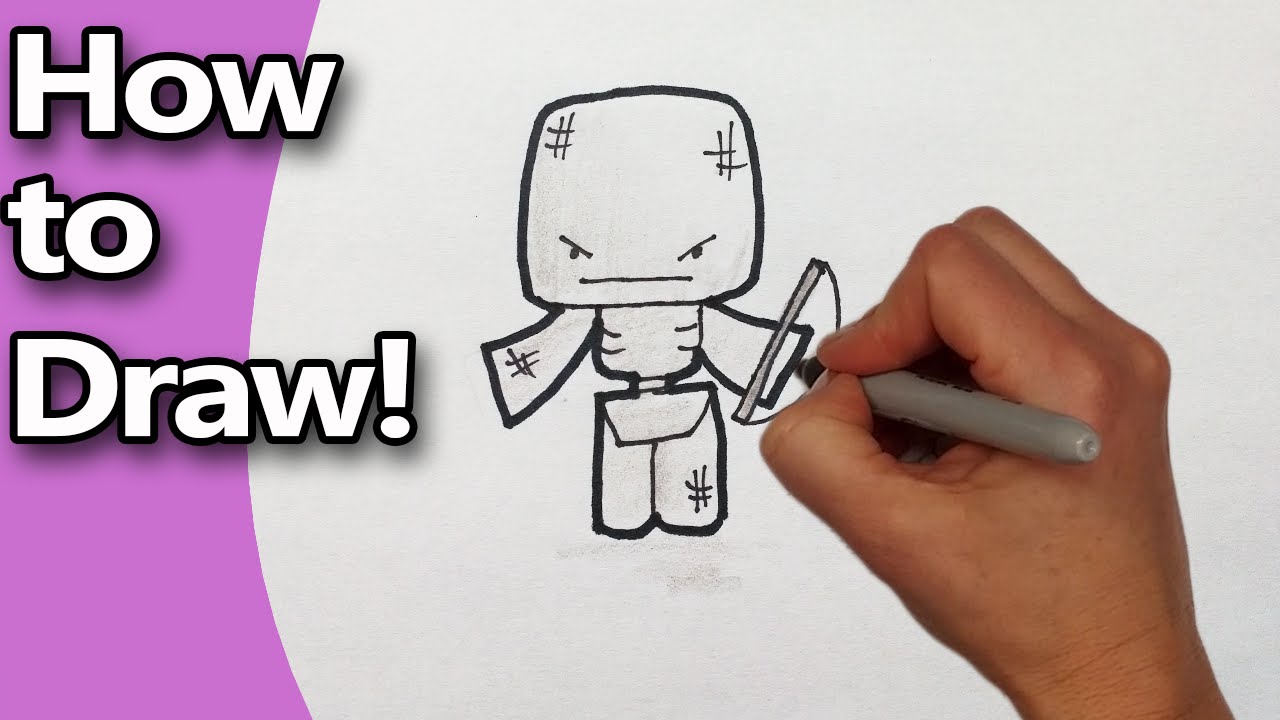 1280x720 How To Draw A Cartoon Skeleton Minecraft Kawaii - Skeleton Drawing Cartoon