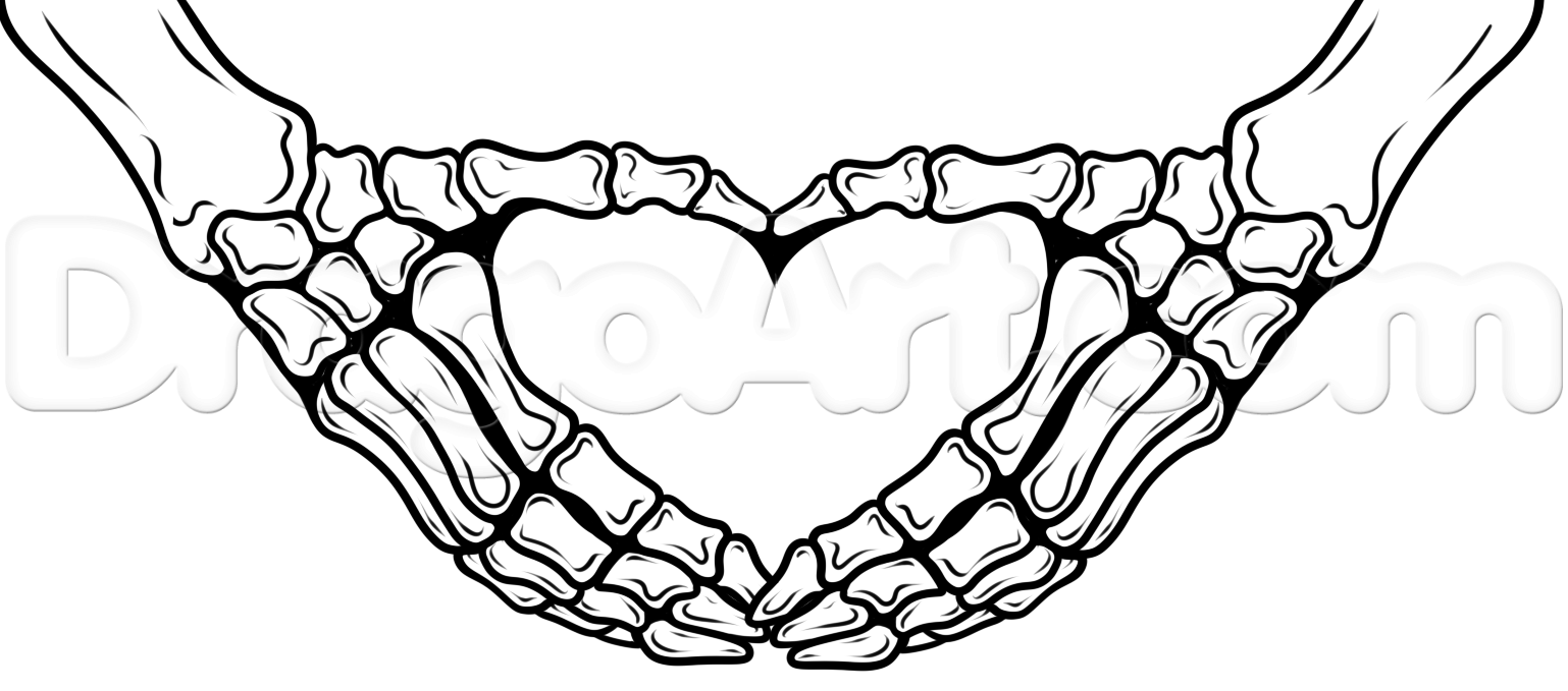 1538x679 Skeleton Heart Hands Drawing Tutorial, Step - Skeleton Drawing Easy