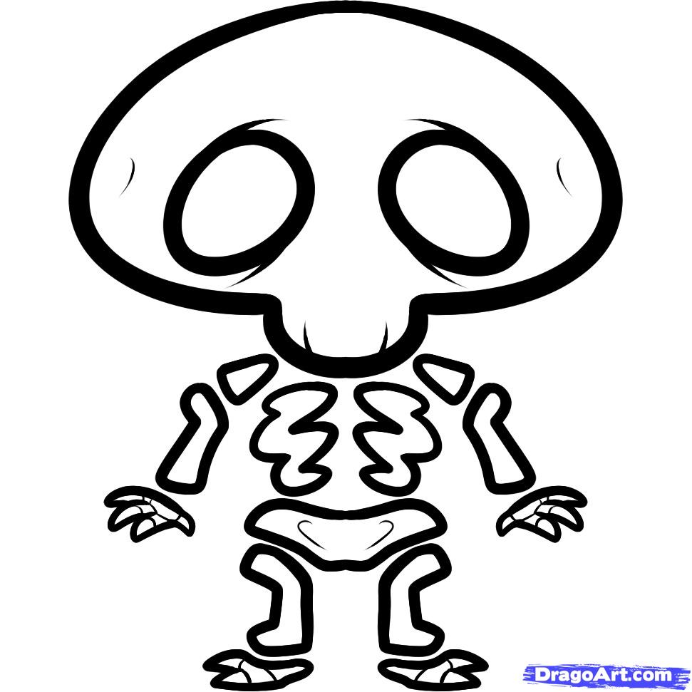 971x971 How To Draw A Skeleton For Kids, Step - Skeleton Drawing For Kids
